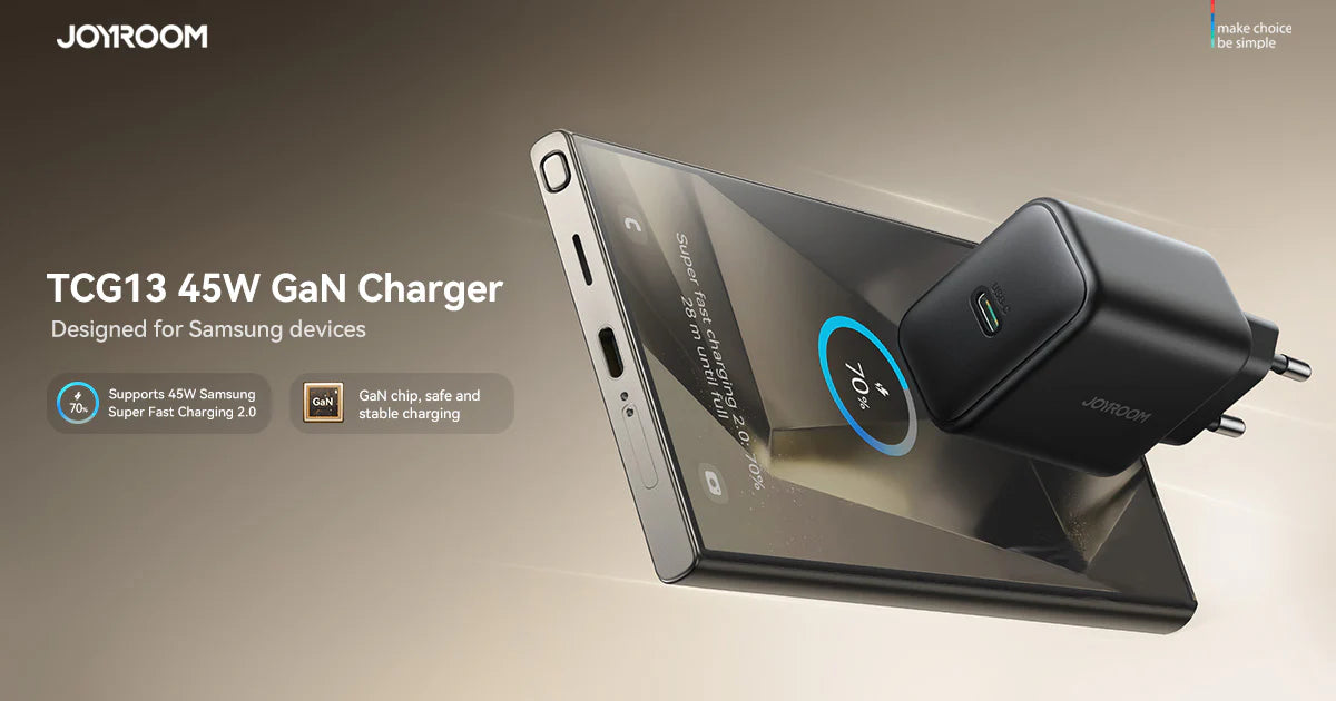 Joyroom JR-TCG13 45W GaN Wall Charger for Samsung Ultra - Black