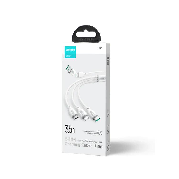 كابل شحن جوي روم 5 في 1 يو إس بي ايه & تايب سي - أسود & أبيض