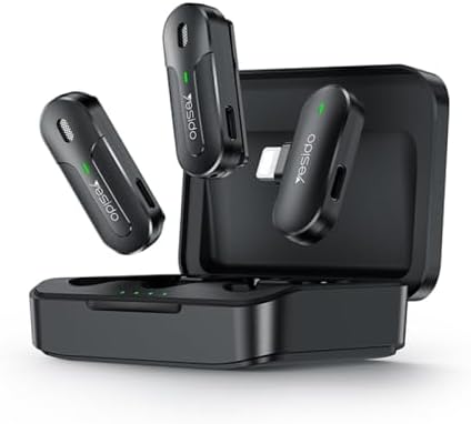 ميكروفون لافاليير لاسلكي 2 في 1 من YESIDO KR16 مزود بمنفذ Lightning