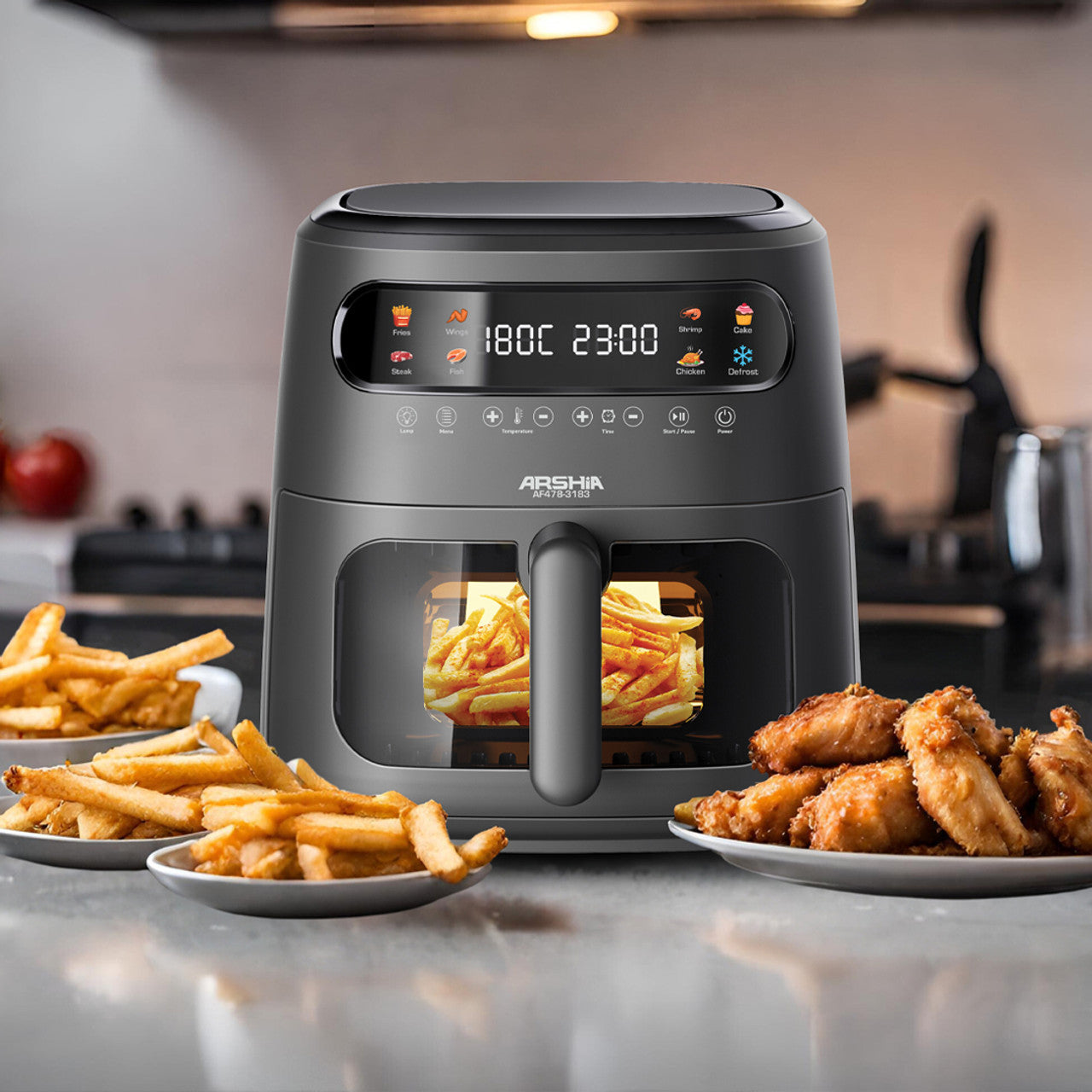 Arshia Multifunctional 8L Air Fryer, 1750W – Black