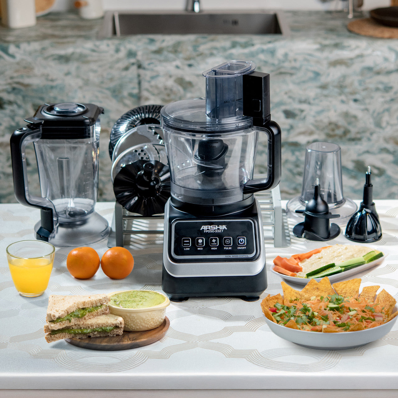 Arshia 10 in 1 Food Processor – 1000W 2.5L Capacity