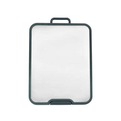 Arshia Dual-Sided Cutting Board – Stainless Steel & Natural Ebony Wood with Ergonomic Handle