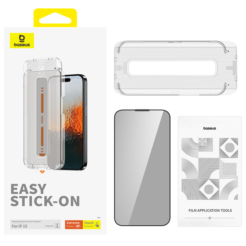 شاشة حماية من الزجاج المقوى للخصوصية من Baseus Sapphire لجهاز iP 15 Pro Max