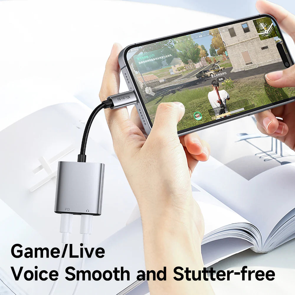 محول صوت مكدودو 2في 1 لايتينج إلى لايتينج مزدوج - أسود