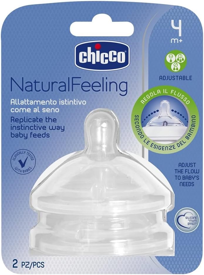 Chicco Natural Feeling Teat 4m+ Adjustable Flow Anti-Colic 2 pcs