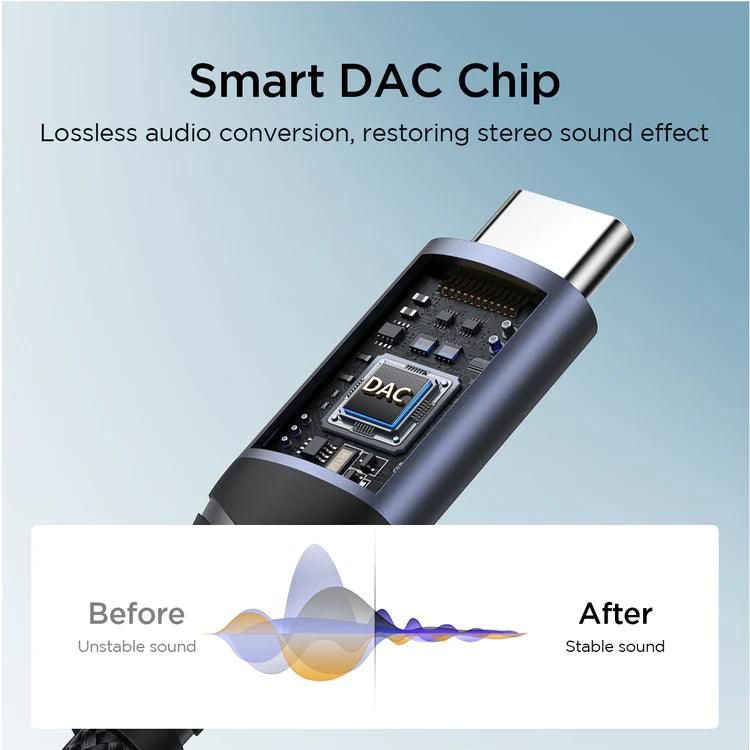 محول صوت من جوي روم تايب سي إلى 3.5 ملم صوت نقي ومتين - أسود