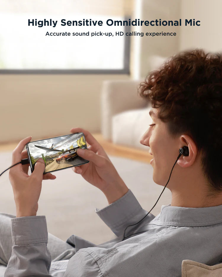 سماعات أذن جوي روم تايب سي نصف داخل الأذن بجودة صوت فائقة - الأسود & الأبيض