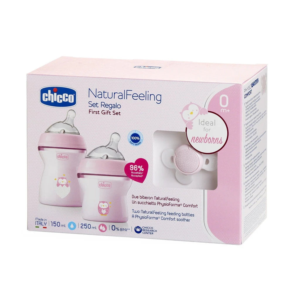 Chicco Natural Feeling Gift Set Baby Girl Anti-Colic - Pink