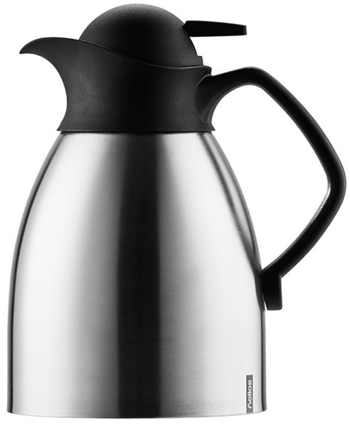 Helios Enduro Push Thermos 1L – Steel & Black, Easy Pour