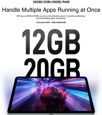 كبيوتر لوحي تي30التر من جوجي 32جيجا بايت رام (12جيجابايت +ذاكرة وصول عشوائي ممتدة تصل الى 20جيجابايت ) 256جيجابايت روم