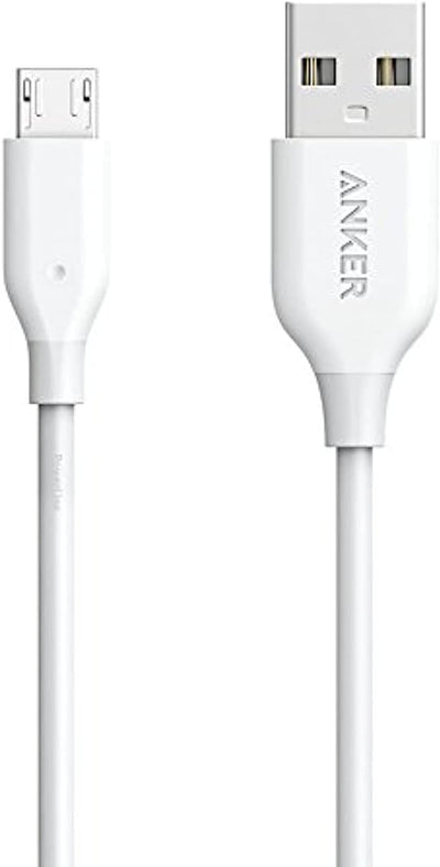 كابل Anker PowerLine Micro USB (6 قدم) باللون الأبيض معبأ في عبوة غير متصلة بالإنترنت V3