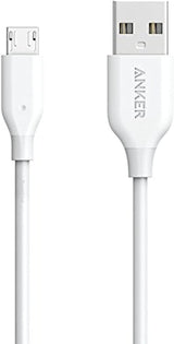 كابل Anker PowerLine Micro USB (6 قدم) باللون الأبيض معبأ في عبوة غير متصلة بالإنترنت V3
