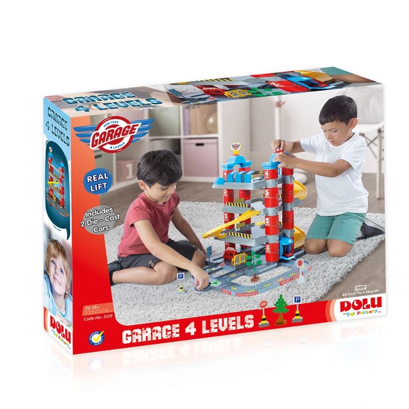 كراج سيارات أطفال Dolu 4 طوابق مع مصعد ومنحدر