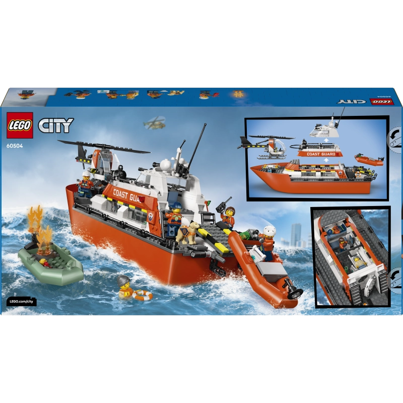 LEGO City Coast Guard Rescue Boat & Helicopter – 742 Pieces | Set 60504
