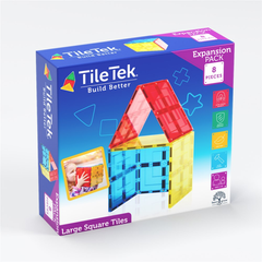 TileTek Magnetic Tiles Large Square Pack, 8 Pieces, Ages 3+