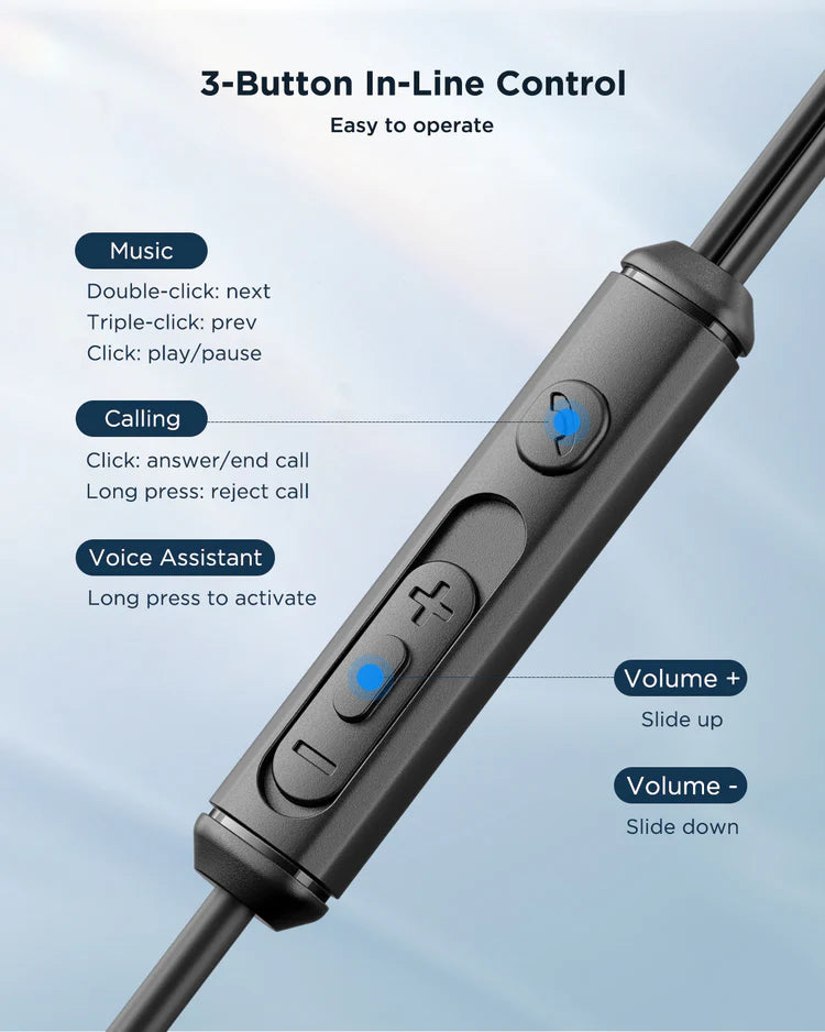 سماعات أذن جوي روم تايب سي نصف داخل الأذن بجودة صوت فائقة - الأسود & الأبيض