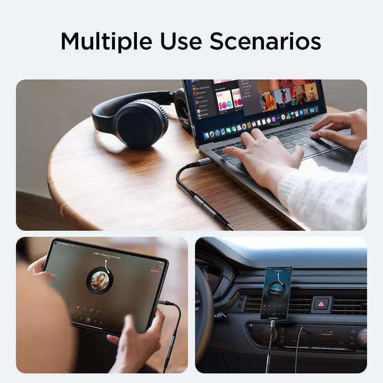 محول صوت من جوي روم تايب سي إلى 3.5 ملم صوت نقي ومتين - أسود