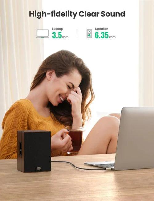 كابل UGREEN TRS مقاس 3.5 مم إلى 6.35 مم بطول 3 متر (رمادي)