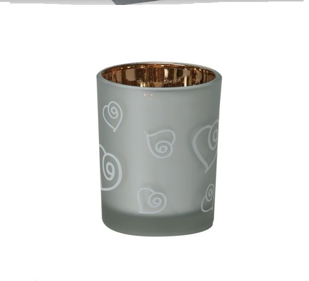 حامل شموع زجاجي بنقشة قلوب من برايسز – لمسة رومانسية