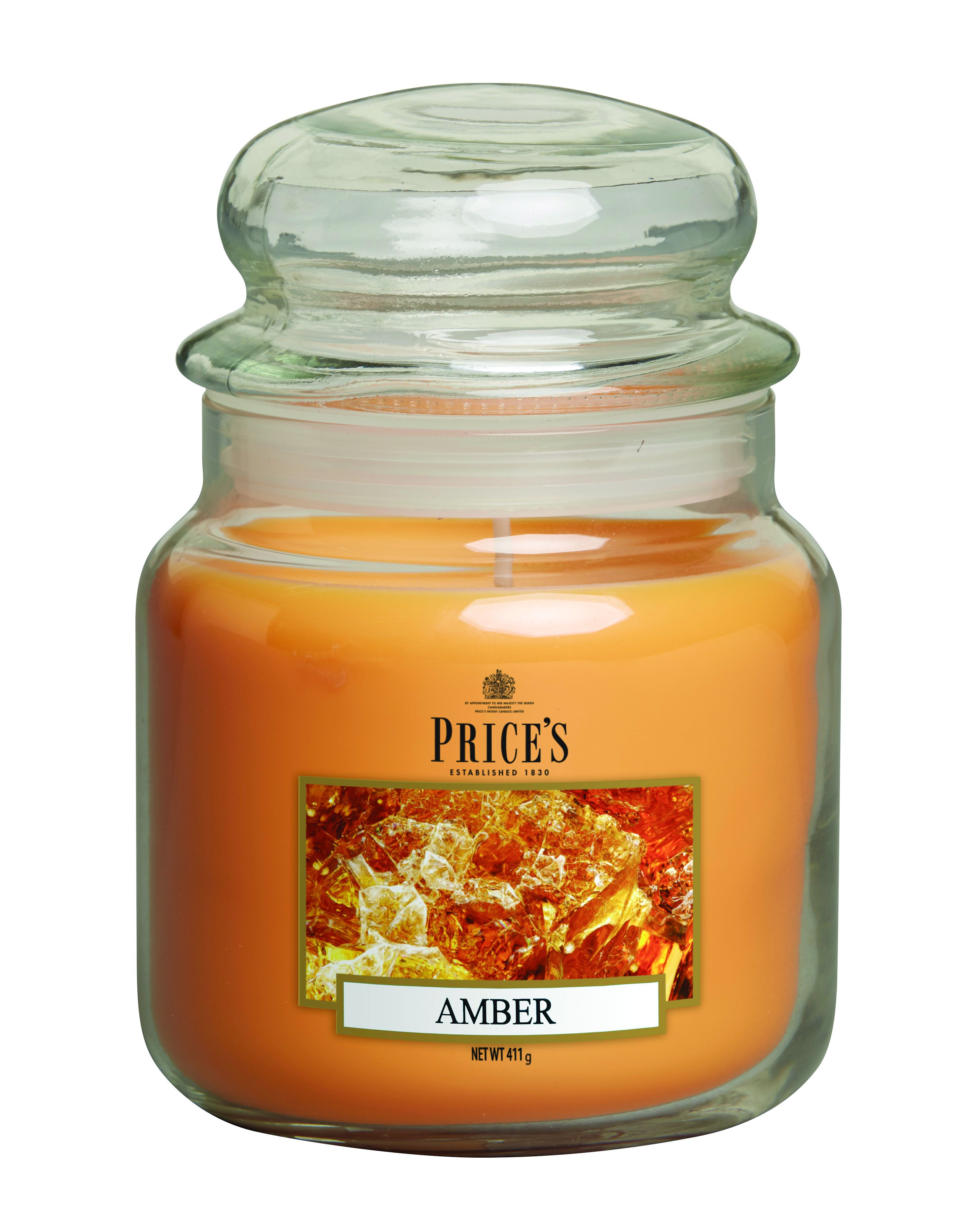 Price's Medium Scented Candle Jar with Lid - Amber