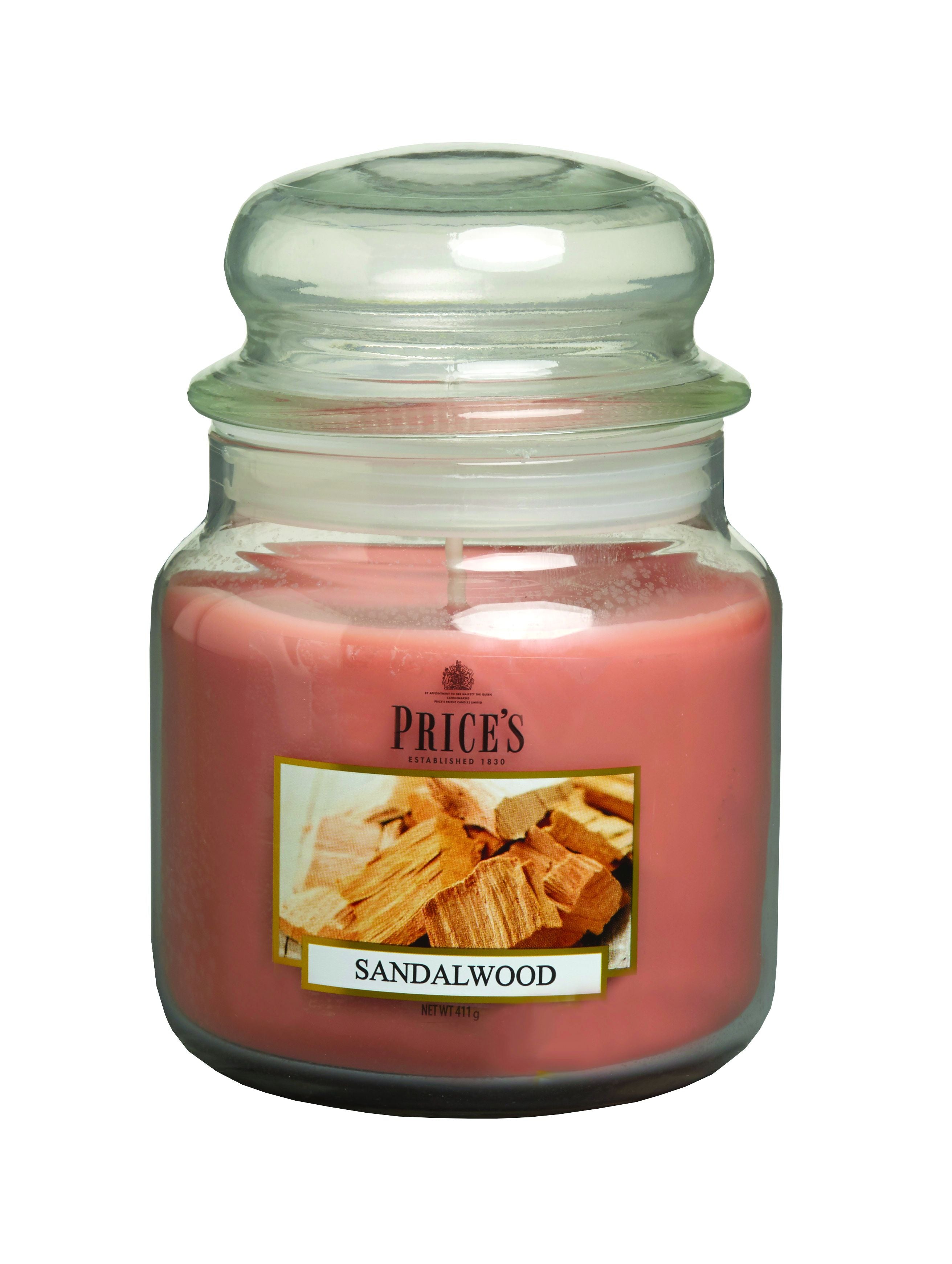 Price's Medium Scented Candle Jar with Lid - Sandalwood