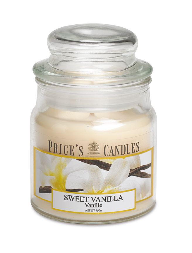 Price's Small Scented Candle Jar with Lid - Sweet Vanilla