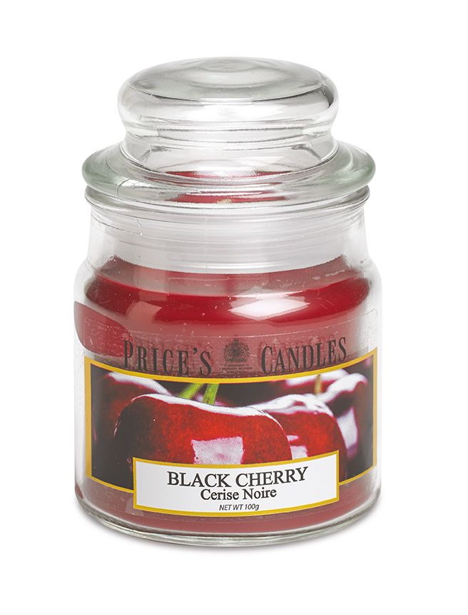 Price's Small Scented Candle Jar with Lid - Black Cherry