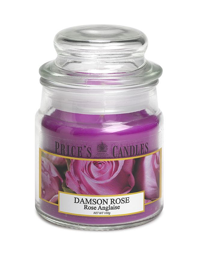 Price's Small Scented Candle Jar with Lid - Damson Rose