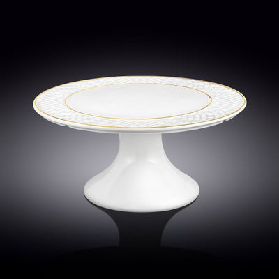 Wilmax Diamond Cake Plate 10×30 cm - White & Gold