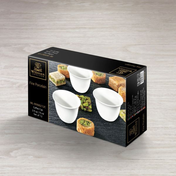 Wilmax 12-Piece Coffee Cups Set - White Elegant