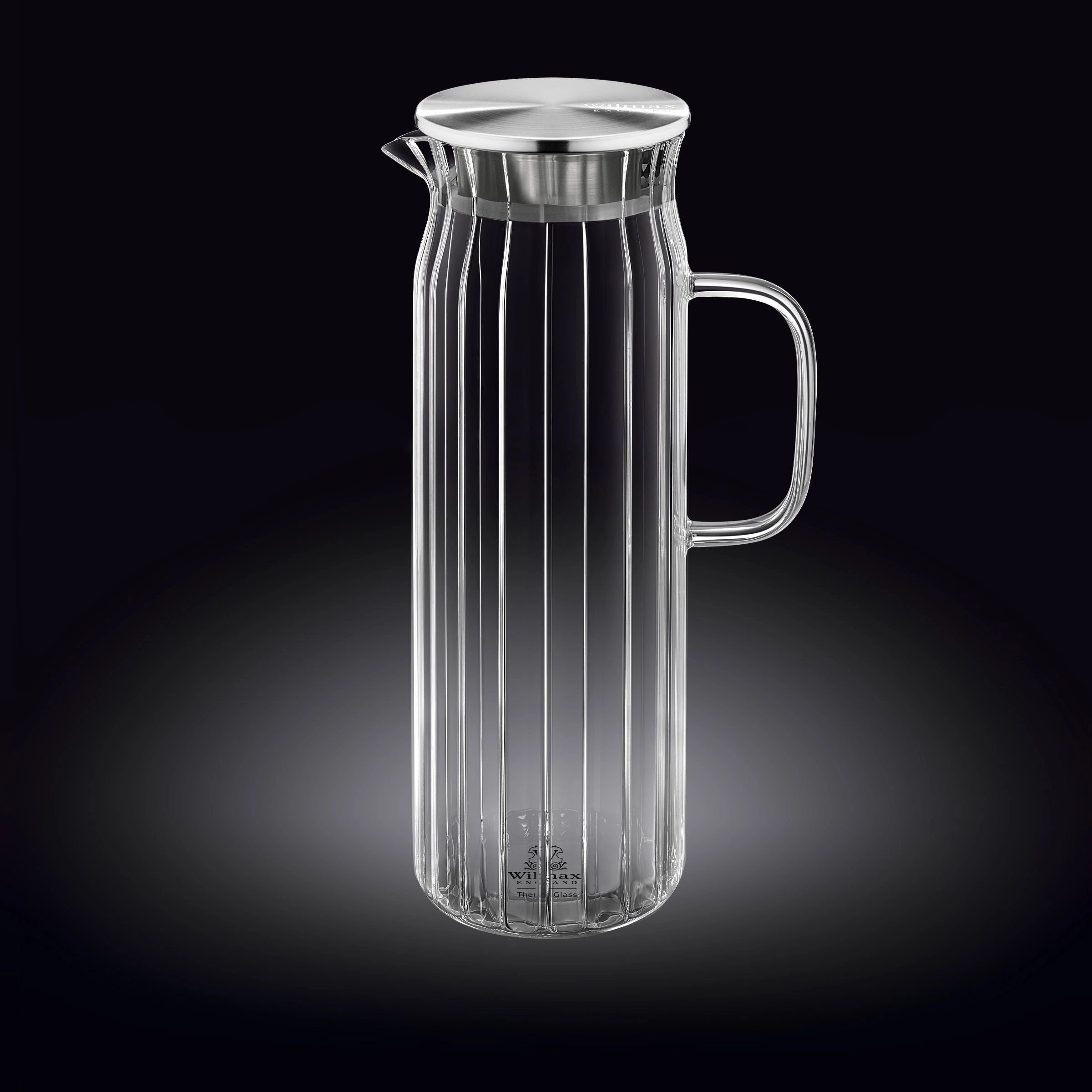 Wilmax Segment 1L Glass Jug with Bamboo Lid - Elegant