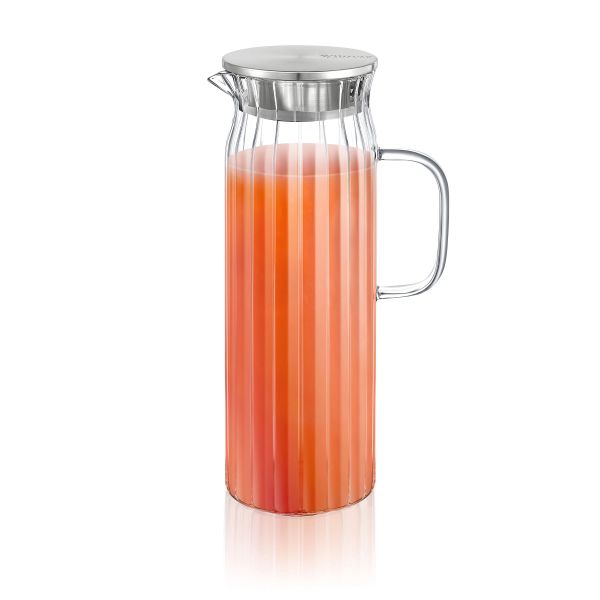 Wilmax Segment 1L Glass Jug with Bamboo Lid - Elegant