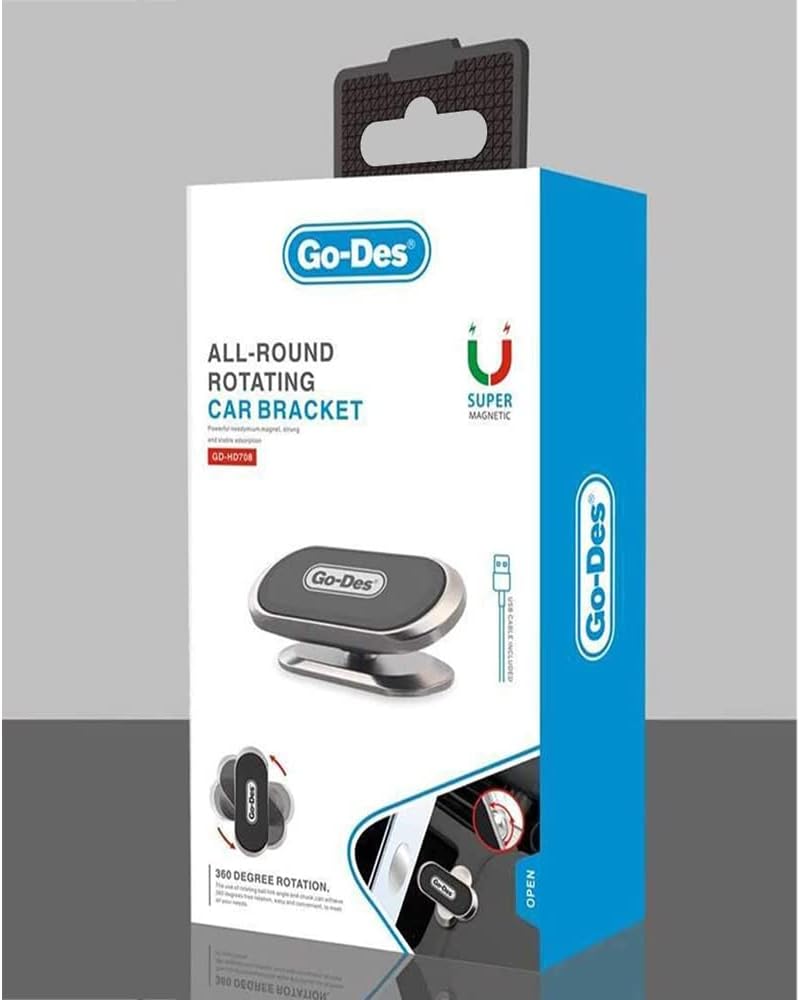 GO DES Magnetic Car Phone Holder with iPhone usb cable 1m