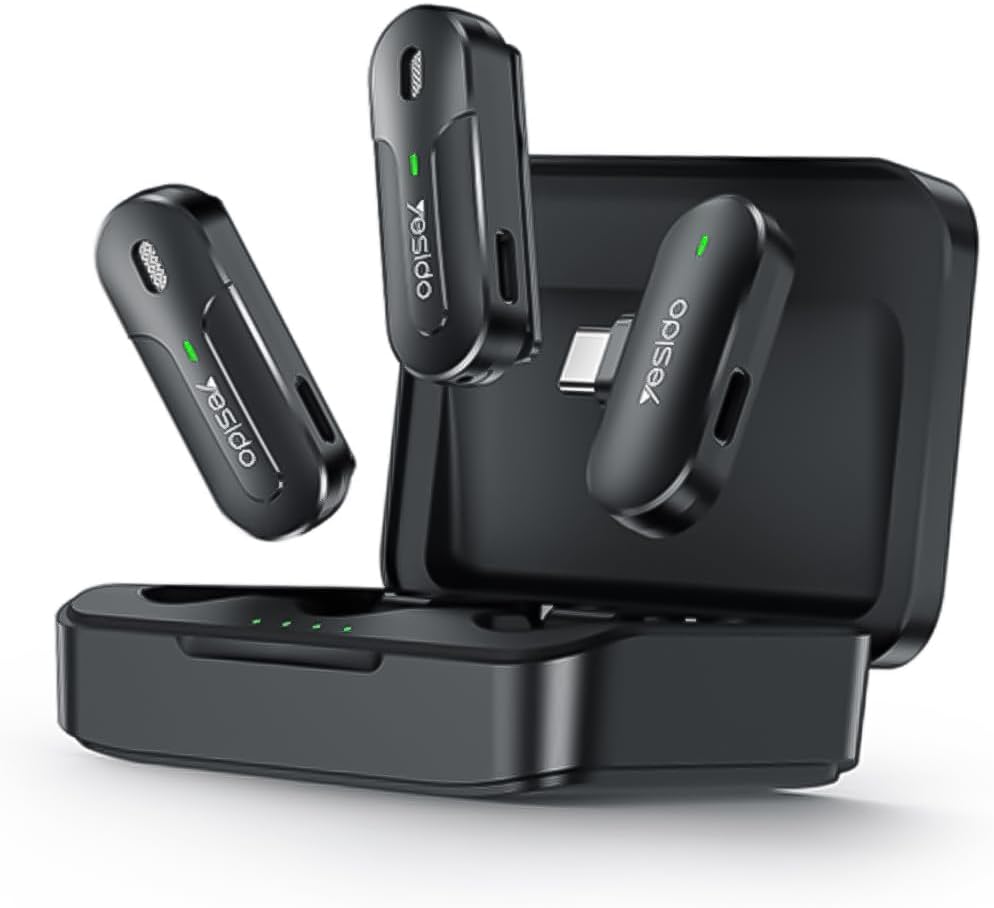 ميكروفون لافاليير لاسلكي من Yesido KR17 مع مستقبل من النوع C