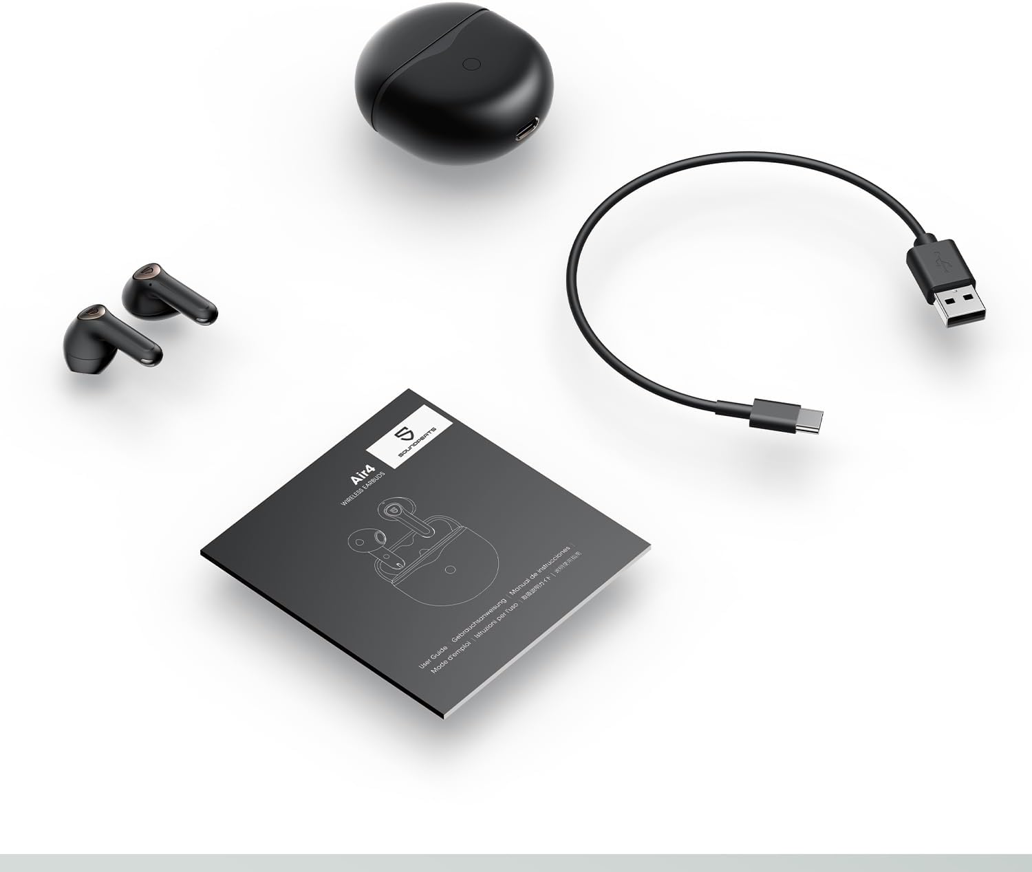 SoundPEATS Air4: سماعات أذن لاسلكية، صوت جهير معزز، مدة تشغيل تصل إلى 26 ساعة - أسود