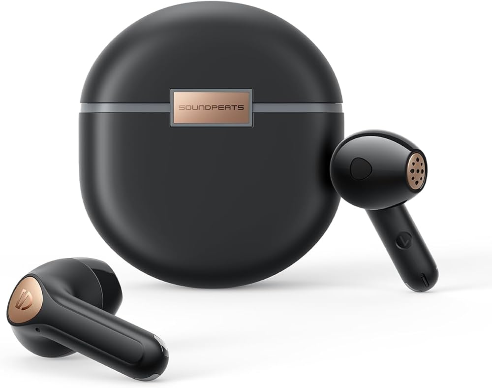 SoundPEATS Air4: سماعات أذن لاسلكية، صوت جهير معزز، مدة تشغيل تصل إلى 26 ساعة - أسود
