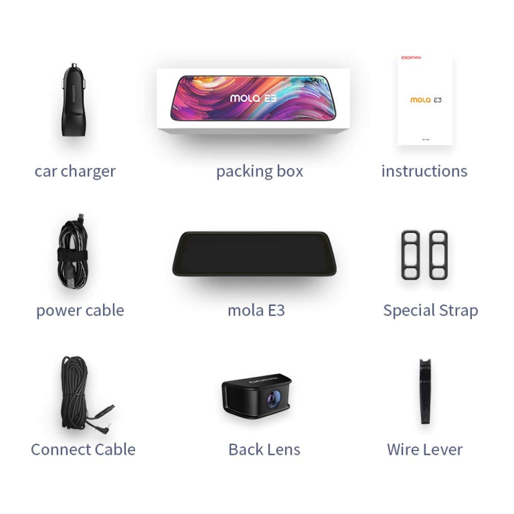 كاميرا ديدي باي اي3 ذات مرآة الرؤية الخلفية ثنائية القناة بدقة QHD 1440 بكسل في الأمام ودقة 1080 بكسل في الخلف