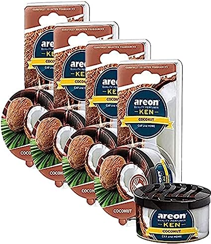 AREON Ken Car Air Freshener - Coconut Scent, Long-Lasting Fragrance