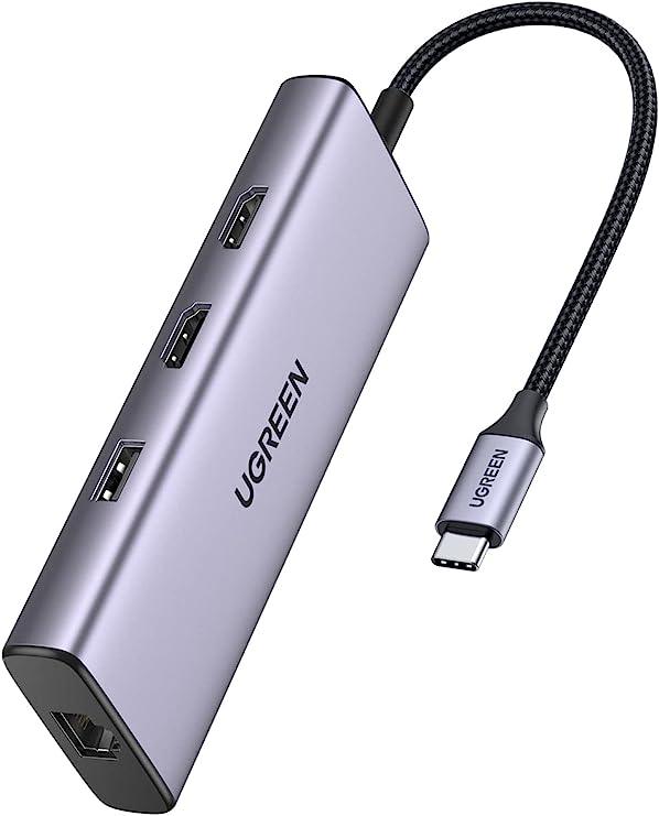 محول إيثرنت USB-C إلى 2*USB 3.0+HDMI+RJ45+PD من UGREEN