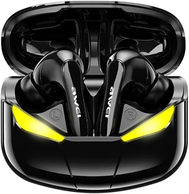 سماعات أذن AWEI للألعاب مع ميكروفون / سماعات رأس لاسلكية عالية الحساسية بتقنية البلوتوث مع الألعاب/الموسيقى - أسود