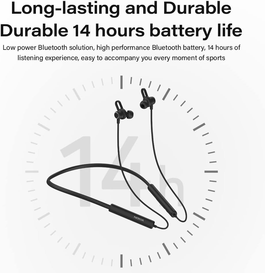 سماعة Nokia Essential Neckband Type Magnetic Wireless Sports Bluetooth 5.3 مع ميكروفون مدمج