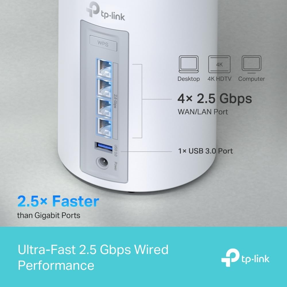 TP-Link Deco BE65 BE9300 Tri-Band Whole Home Mesh Wi-Fi 7 - White