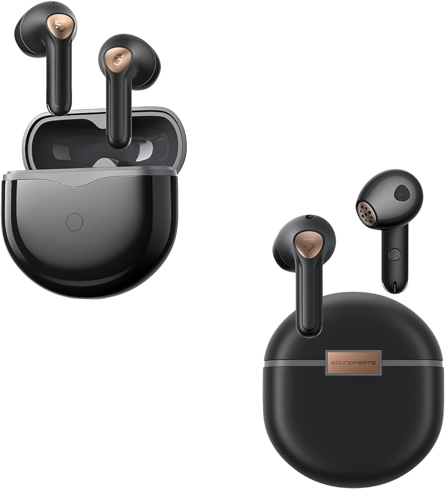 SoundPEATS Air4: سماعات أذن لاسلكية، صوت جهير معزز، مدة تشغيل تصل إلى 26 ساعة - أسود