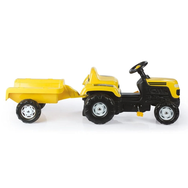 Dolu Ranchero Pedal Operated Tractor & Trailer – Yellow | Kids Ride-On