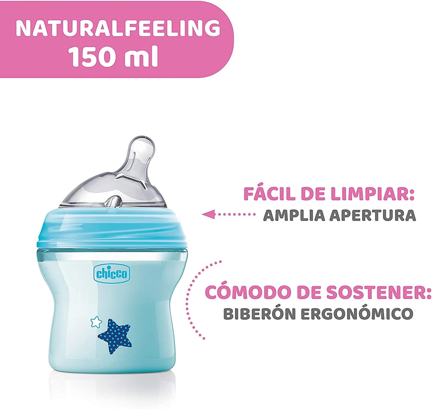 Chicco Natural Feeling Bottle 150ml Anti-Colic 0M+ - Blue