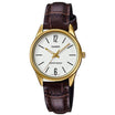 Casio Simple Brown Leather White Dial For Women LTP-V005GL-7B