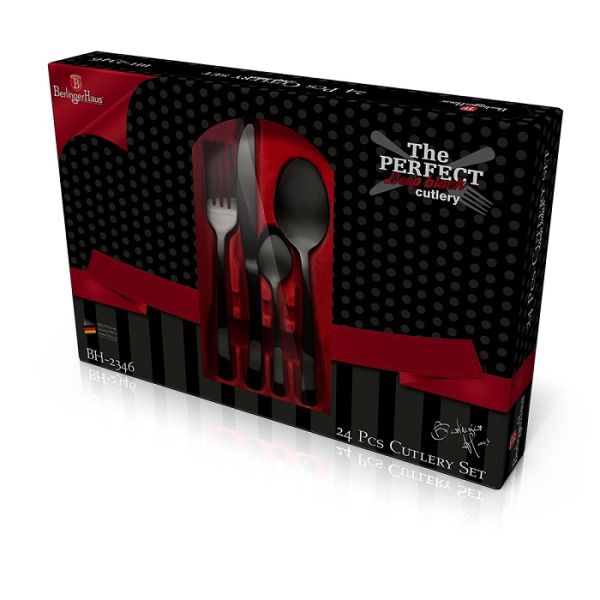 طقم أدوات مائدة 24 قطعة Berlinger Haus – أسود أنيق