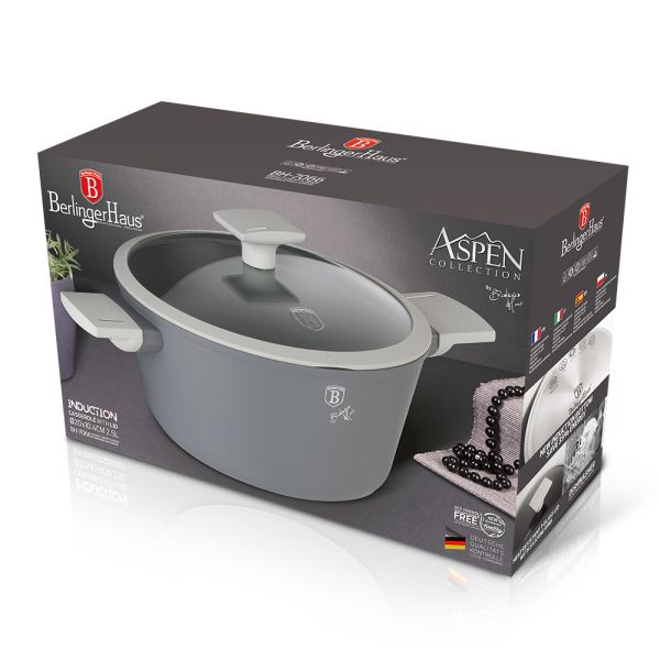 طنجرة بغطاء 20 سم Berlinger Haus – آسبين رمادي