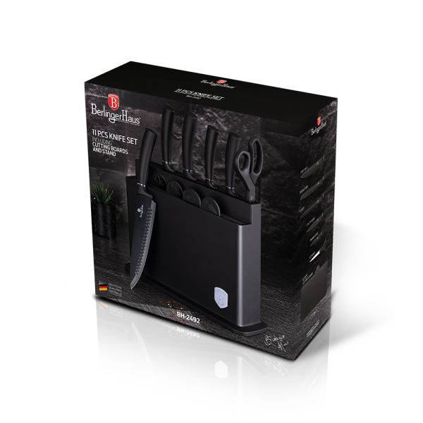 Berlinger Haus 11-Piece Knife & Stand Set – Black-Silver