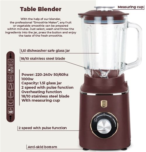 Berlinger Haus Leonardo 1.5L Glass Blender